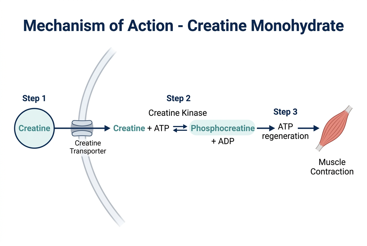 Mechanism of action diagram for Creatine Monohydrate