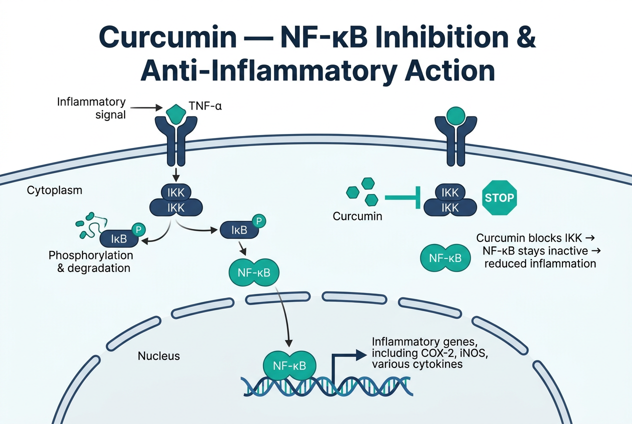 Mechanism of action diagram for Curcumin