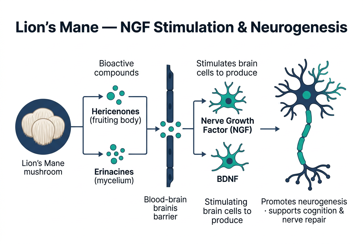 Mechanism of action diagram for Lion's Mane